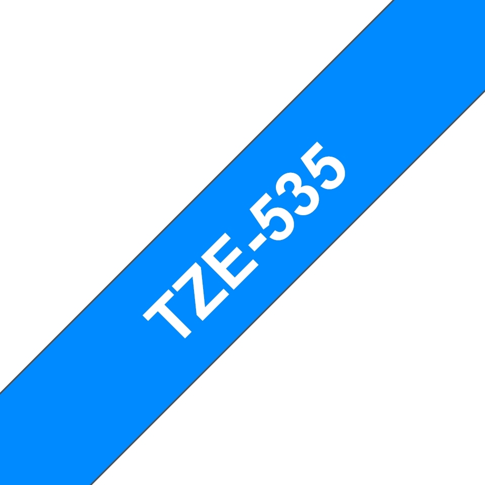 Brother TZe535 Cinta rotuladora Compatible de Etiquetas Texto blanco sobre fondo azul Ancho 12mm x 8 metros