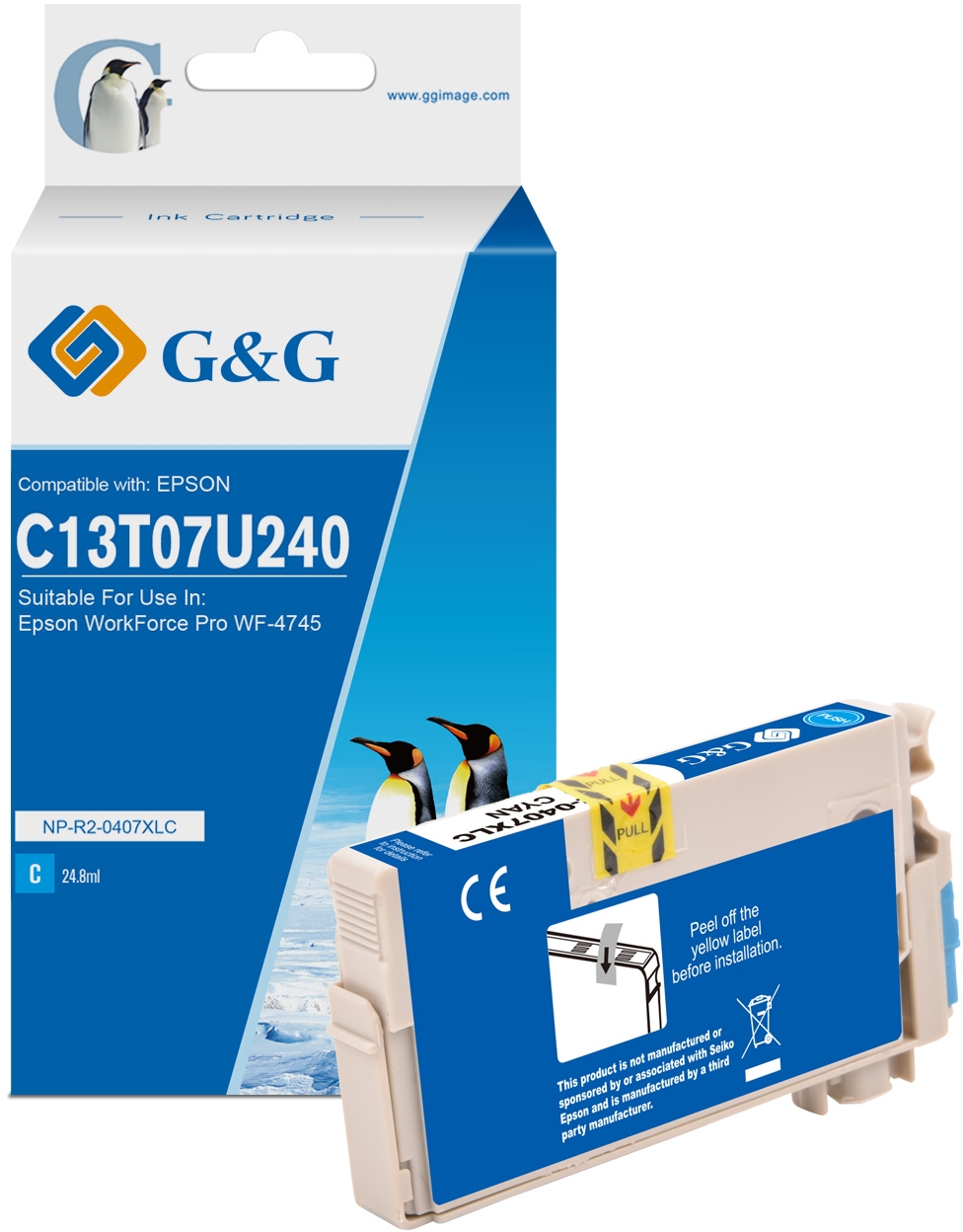 G&G Epson 407 Cian Tinta Compatible C13T07U240