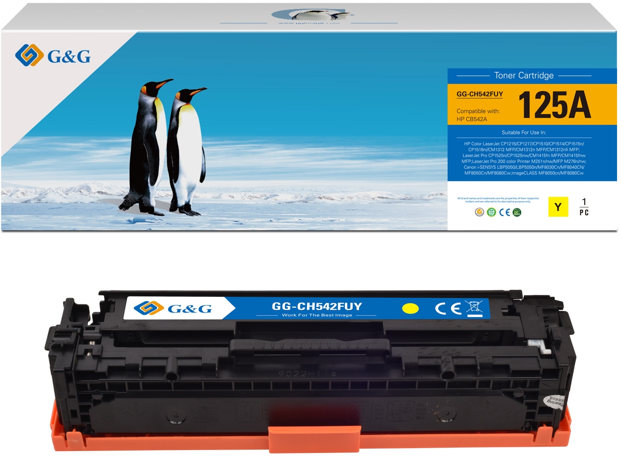 G&G HP CB542A CE322A CF212A Amarillo Toner Compatible 125A 128A 131A