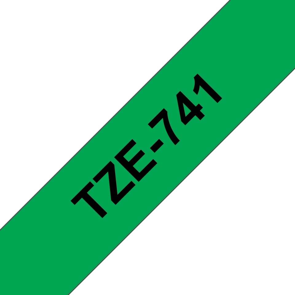 Brother TZe741 Cinta rotuladora Compatible de Etiquetas Texto negro sobre fondo verde Ancho 18mm x 8 metros