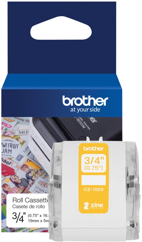 Brother CZ1003 Rollo de Etiquetas Originales de Tamaño Personalizado Ancho 19mm x 5 metros Zero Ink