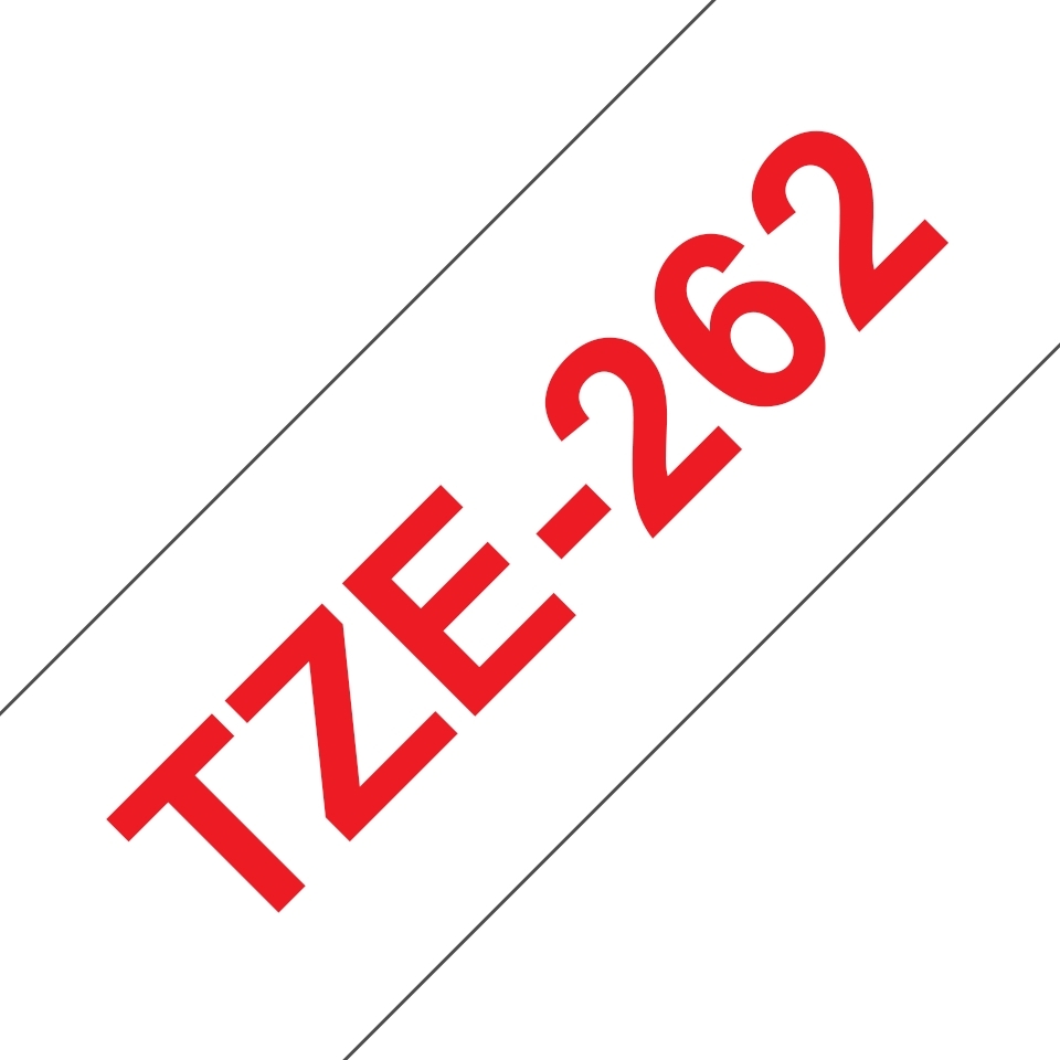 Brother TZe262 Cinta Laminada Original de Etiquetas Texto rojo sobre fondo blanco Ancho 36mm x 8 metros
