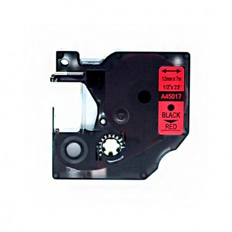Cinta compatible Dymo D1 45017 Rotuladora negro / rojo 12mm x 7m S0720570