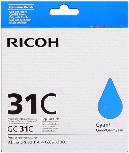 Ricoh GC31C Cian Cartucho de Gel Original 405689