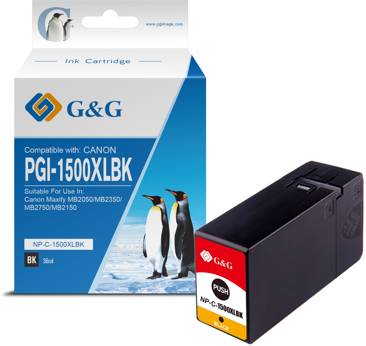 G&G Canon PGI1500XL Negro Tinta Compatible 9182B001