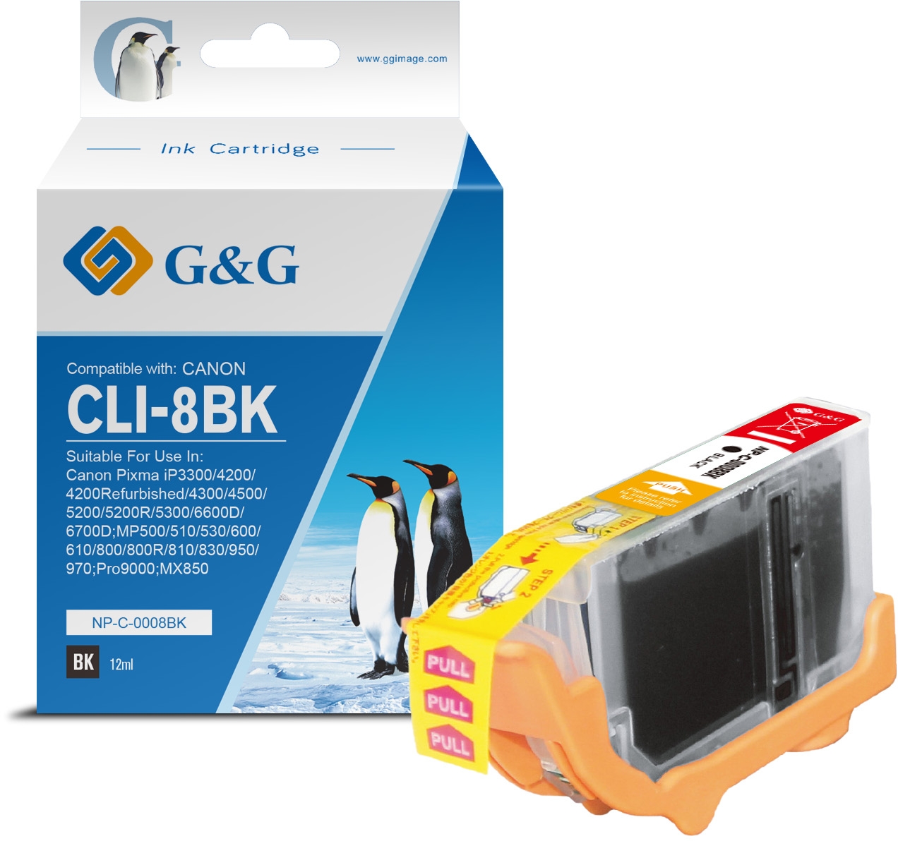 G&G Canon CLI8 Negro Tinta Compatible 0620B001 0620B029 0620B028