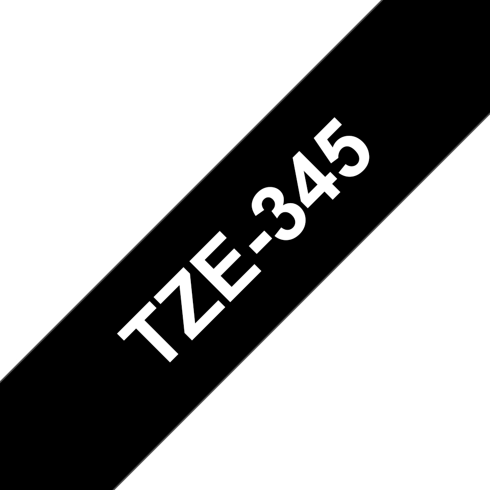 Brother TZe345 Cinta rotuladora Compatible de Etiquetas Texto blanco sobre fondo negro Ancho 18mm x 8 metros