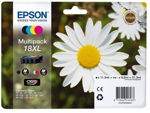 Epson T1816 (18XL) Pack de 4 Cartuchos Originales C13T18164012