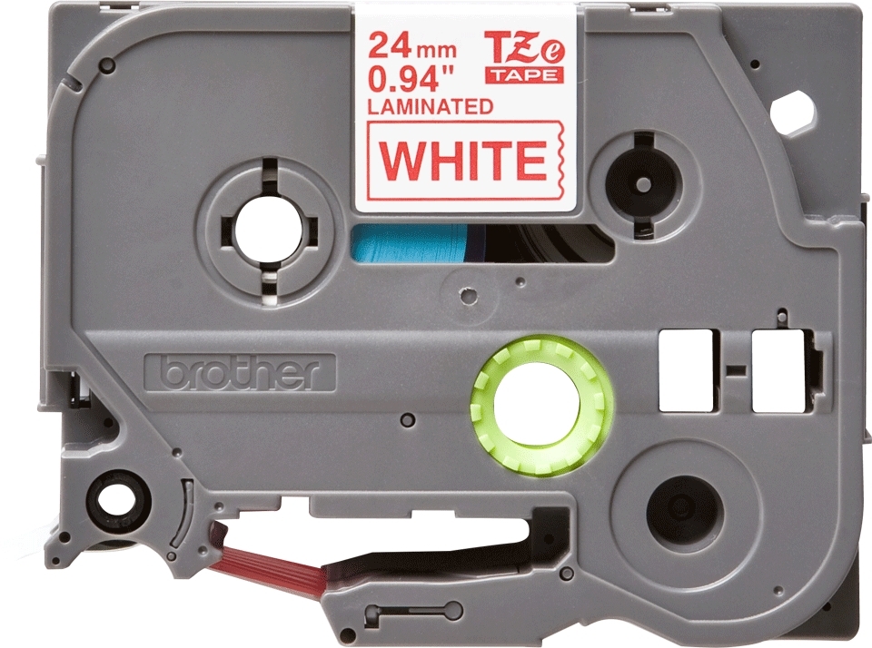 Brother TZe252 Cinta Laminada Original de Etiquetas Texto rojo sobre fondo blanco Ancho 24mm x 8 metros