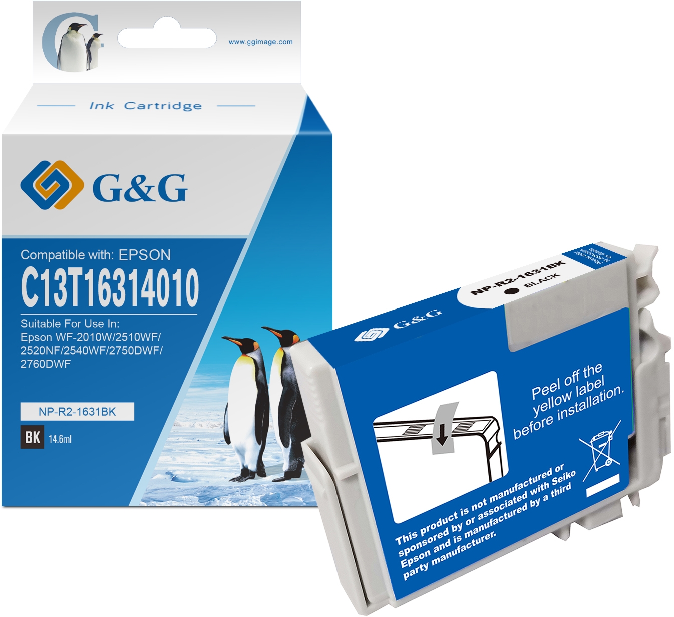 G&G Epson T1631 T1621 T1681 (16XL 16XXL) Negro Tinta Compatible C13T16314012 C13T16214012 C13T16814012