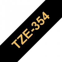 Brother TZe354 Cinta rotuladora Compatible de Etiquetas Texto dorado sobre fondo negro Ancho 24mm x 8 metros