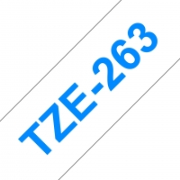 Brother TZe263 Cinta Laminada Original de Etiquetas Texto azul sobre fondo blanco Ancho 36mm x 8 metros