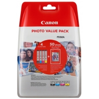 Pack de 4 Cartuchos Canon CLI-571 Originales + 50 Hojas de Papel Fotografico 0386C006 CLI571