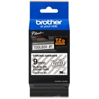 Brother TZeS121 Cinta Laminada Super Adhesiva Original de Etiquetas Texto negro sobre fondo transparente Ancho 9mm x 8 metros