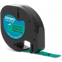 Dymo LetraTag S0721640 Cinta de Etiquetas Original para Rotuladora negro / verde 12mm x 4