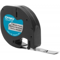 Dymo LetraTag S0721730 Cinta de Etiquetas Original para Rotuladora negro / metalico 12mm 