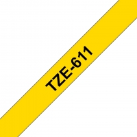 Brother TZe611 Cinta rotuladora Compatible de Etiquetas Texto negro sobre fondo amarillo Ancho 6mm x 8 metros