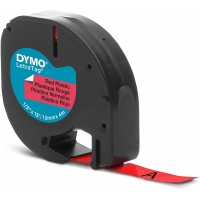 Dymo LetraTag S0721630 Cinta de Etiquetas Original para Rotuladora negro / rojo 12mm x 4 