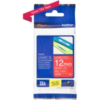 Brother TZe435 Cinta Laminada Original de Etiquetas Texto blanco sobre fondo rojo Ancho 12mm x 8 metros