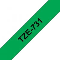 Brother TZe731 Cinta Laminada Original de Etiquetas Texto negro sobre fondo verde Ancho 12mm x 8 metros