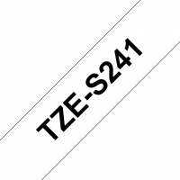 Brother TZeS241 Cinta Laminada Super Adhesiva Original de Etiquetas Texto negro sobre fondo blanco Ancho 18mm x 8 metros