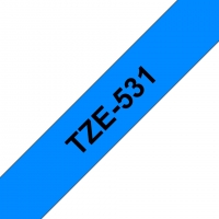Brother TZe531 Cinta Laminada Original de Etiquetas Texto negro sobre fondo azul Ancho 12mm x 8 metros