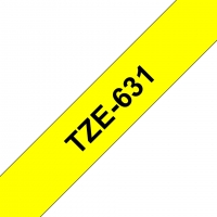 Brother TZe631 Cinta Laminada Original de Etiquetas Texto negro sobre fondo amarillo Ancho 12mm x 8 metros