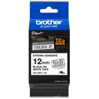 Brother TZeS231 Cinta Laminada Super Adhesiva Original de Etiquetas Texto negro sobre fondo blanco Ancho 12mm x 8 metros