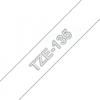Brother TZe135 Cinta rotuladora Compatible de Etiquetas Texto blanco sobre fondo transparente Ancho 12mm x 8 metros