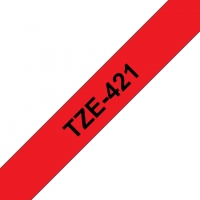 Brother TZe421 Cinta rotuladora Compatible de Etiquetas Texto negro sobre fondo rojo Ancho 9mm x 8 metros