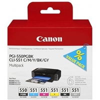 Pack de 6 Cartuchos Canon PGI-550 CLI-551 Originales 6496B005 CLI551 PGI550