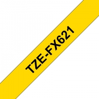 Brother TZeFX621 Cinta Laminada Flexible Original de Etiquetas Texto negro sobre fondo amarillo Ancho 9mm x 8 metros