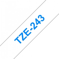 Brother TZe243 Cinta rotuladora Compatible de Etiquetas Texto azul sobre fondo blanco Ancho 18mm x 8 metros