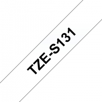 Brother TZeS131 Cinta Laminada Super Adhesiva Original de Etiquetas Texto negro sobre fondo transparente Ancho 12mm x 8 metros