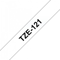 Brother TZe121 Cinta Laminada Original de Etiquetas Texto negro sobre fondo transparente Ancho 9mm x 8 metros
