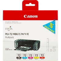 Canon PGI72 Pack de 5 Cartuchos Originales Negro Mate, Cian, Magenta, Amarillo, Rojo 6402B009