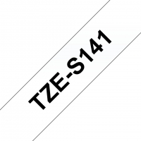 Brother TZeS141 Cinta Laminada Super Adhesiva Original de Etiquetas Texto negro sobre fondo transparente Ancho 18mm x 8 metros