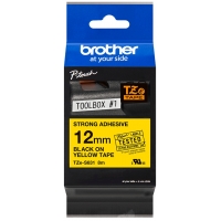 Brother TZeS631 Cinta Laminada Super Adhesiva Original de Etiquetas Texto negro sobre fondo amarillo Ancho 12mm x 8 metros
