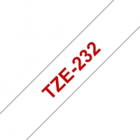 Brother TZe232 Cinta Laminada Original de Etiquetas Texto rojo sobre fondo blanco Ancho 12mm x 8 metros