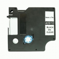 Cinta compatible Dymo D1 40910 Rotuladora negro / transparente 9mm x 7m S0720670