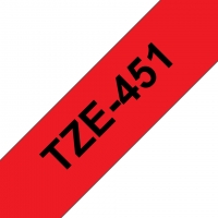 Brother TZe451 Cinta rotuladora Compatible de Etiquetas Texto negro sobre fondo rojo Ancho 24mm x 8 metros