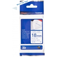 Brother TZeFA4 Cinta Textil Original de Etiquetas Texto azul sobre fondo blanco Ancho 18mm x 3 metros