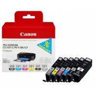 Pack de 6 Cartuchos Canon PGI-550 CLI-551 Originales 6496B005 CLI551 PGI550