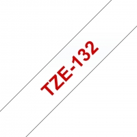 Brother TZe132 Cinta rotuladora Compatible de Etiquetas Texto rojo sobre fondo transparente Ancho 12mm x 8 metros