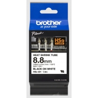 Brother HSe221 Cinta Tubo Termorretractil Original de Etiquetas para Cables Texto negro sobre fondo blanco Ancho 8.8mm x 1.5 met