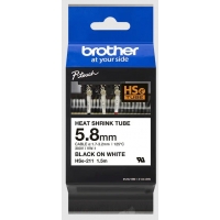 Brother HSe211 Cinta Tubo Termorretractil Original de Etiquetas para Cables Texto negro sobre fondo blanco Ancho 5.8mm x 1.5 met