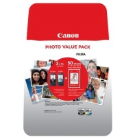 Canon PG560XL Negro + CL561XL Color Pack de 2 Cartuchos Originales 50 Hojas de Papel Fotografico 3712C004