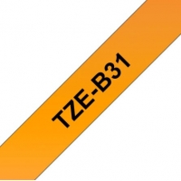 Brother TZeB31 Cinta Laminada Fluorescente Original de Etiquetas Texto negro sobre fondo naranja Ancho 12mm x 5 metros