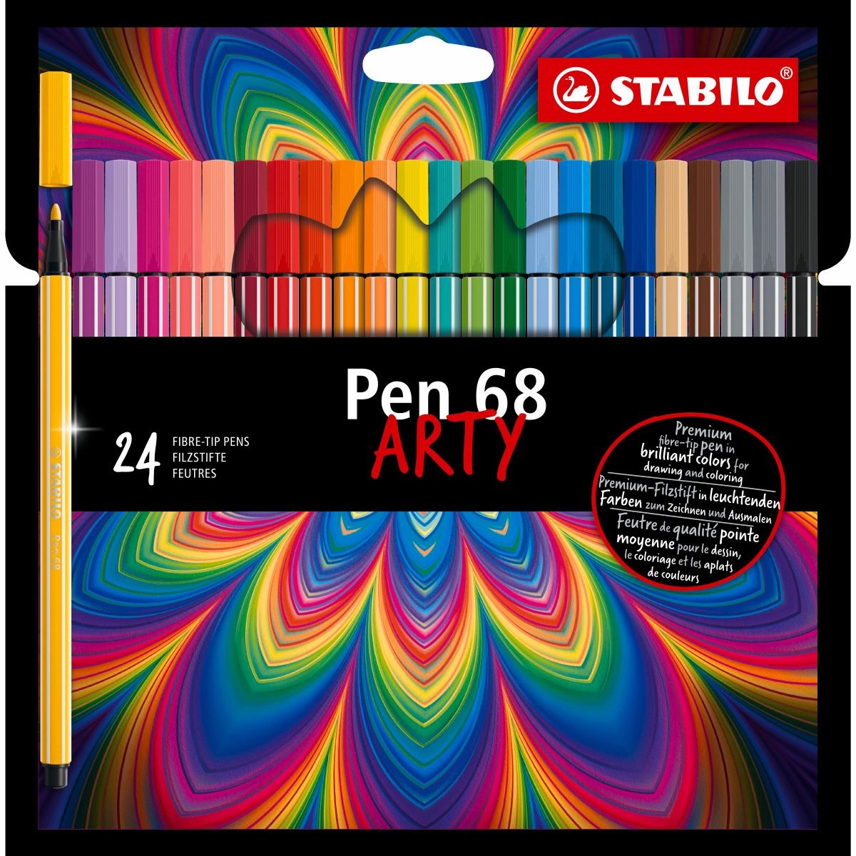 Stabilo Pen 68 Arty Pack de 24 Rotuladores, Punta de Fibra, Trazo 1mm