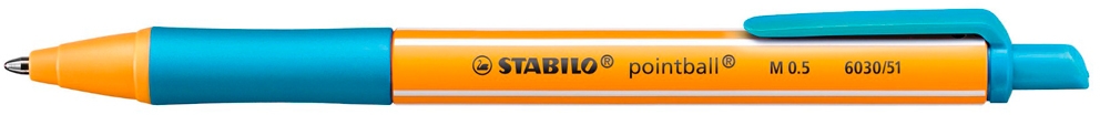 Stabilo Pointball Boligrafo Retractil, Punta de 1mm, Tinta de Aceite, Grip Turquesa